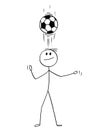 Cartoon of Football or Soccer Player Using Header Technique or Juggling the Ball on His Head Royalty Free Stock Photo