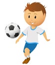 Cartoon footballer or soccer player play with ball Royalty Free Stock Photo