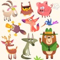 Cartoon forest animals set vector illustration