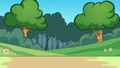 Cartoon forest background with trees