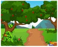 Cartoon forest landscape, endless vector nature Royalty Free Stock Photo