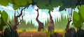 Cartoon forest tree ground landscape background