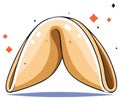 Cartoon fortune cookie illustration with stylized shadows and sparkles Royalty Free Stock Photo