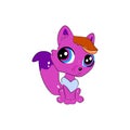 Cartoon fox. Beautiful pink fox with big eyes. Royalty Free Stock Photo