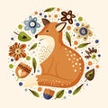 Fox animal cute vector illustration.