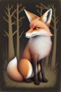 Cartoon Fox in a Forest