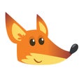 Cartoon fox icon. Vector illustration of a fox head. Great for sticker or emblem. Isolated on white.