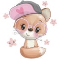 Cartoon Fox with a pink cap and glasses Royalty Free Stock Photo