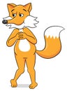 Cartoon fox standing embarrassed