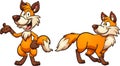Cartoon fox standing in two and four legs. Royalty Free Stock Photo