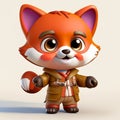 cartoon fox toy character 3D render cute puppy animal big eyes childish animated