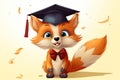 a cartoon of a fox wearing a graduation cap Royalty Free Stock Photo