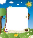 Cartoon frame with happy insects