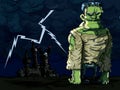 Cartoon Frankenstein monster in a night scene Royalty Free Stock Photo