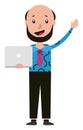 Cartoon freelancer holding his notebook and waving illustration vector