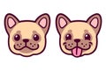 Cartoon French Bulldog face