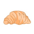 Cartoon French croissant, vector isolated illustration. Dessert, bakery in shape of crescent. Fresh pastry, bun or roll