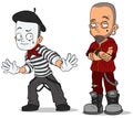 Cartoon french mime and punk characters set