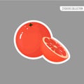 Cartoon fresh grapefruit isolated sticker Royalty Free Stock Photo