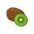 Cartoon fresh kiwi isolated on white background