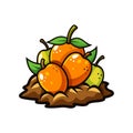 Cartoon Fresh Pears and Peaches Fruit on Pile Royalty Free Stock Photo
