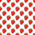 Cartoon fresh strawberry fruits in flat style seamless pattern food summer design vector illustration. Royalty Free Stock Photo