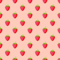 Cartoon fresh strawberry fruits seamless pattern berry summer design vector illustration. Royalty Free Stock Photo