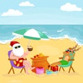 Cartoon friends drinking cocktails on summer beach Royalty Free Stock Photo