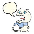 cartoon frightened cat with speech bubble Royalty Free Stock Photo