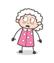 Cartoon Frightened Grandma Face Expression Vector Illustration