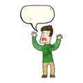 cartoon frightened man with speech bubble Royalty Free Stock Photo