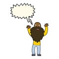 cartoon frightened old man with beard with speech bubble Royalty Free Stock Photo