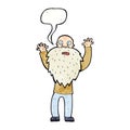 cartoon frightened old man with beard with speech bubble Royalty Free Stock Photo