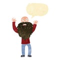 cartoon frightened old man with beard with speech bubble Royalty Free Stock Photo