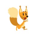 Cartoon frightened squirrel character running vector Illustration on a white background