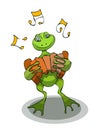 Cartoon Frog with Accordion, Vector Illustration.