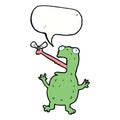 cartoon frog catching fly with speech bubble Royalty Free Stock Photo