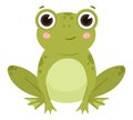 Cartoon frog, cute water animals, green amphibia Royalty Free Stock Photo