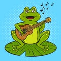 cartoon frog and guitar pop art raster Royalty Free Stock Photo