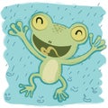 Cartoon frog happy.