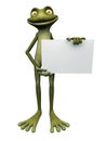 Cartoon frog holding blank sign. Royalty Free Stock Photo