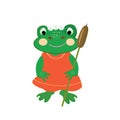 Cartoon frog holding a reed and wearing chamomile wreath.