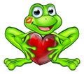 Cartoon Frog with Kiss and Love Heart