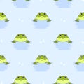 Cartoon frog pattern. Seamless vector background with cute frogs