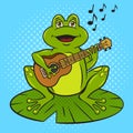 cartoon frog and guitar pop art vector Royalty Free Stock Photo