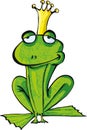 Cartoon frog prince with crown Royalty Free Stock Photo