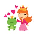 Cartoon Frog Prince In Love With Princess Royalty Free Stock Photo