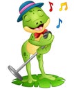 Cartoon frog singing on a leaf Royalty Free Stock Photo