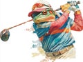 A cartoon frog swinging a golf club image Royalty Free Stock Photo