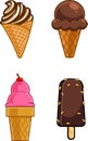 Cartoon Frozen Ice Cream Dessert. Vector Hand Drawn Collection Set Royalty Free Stock Photo